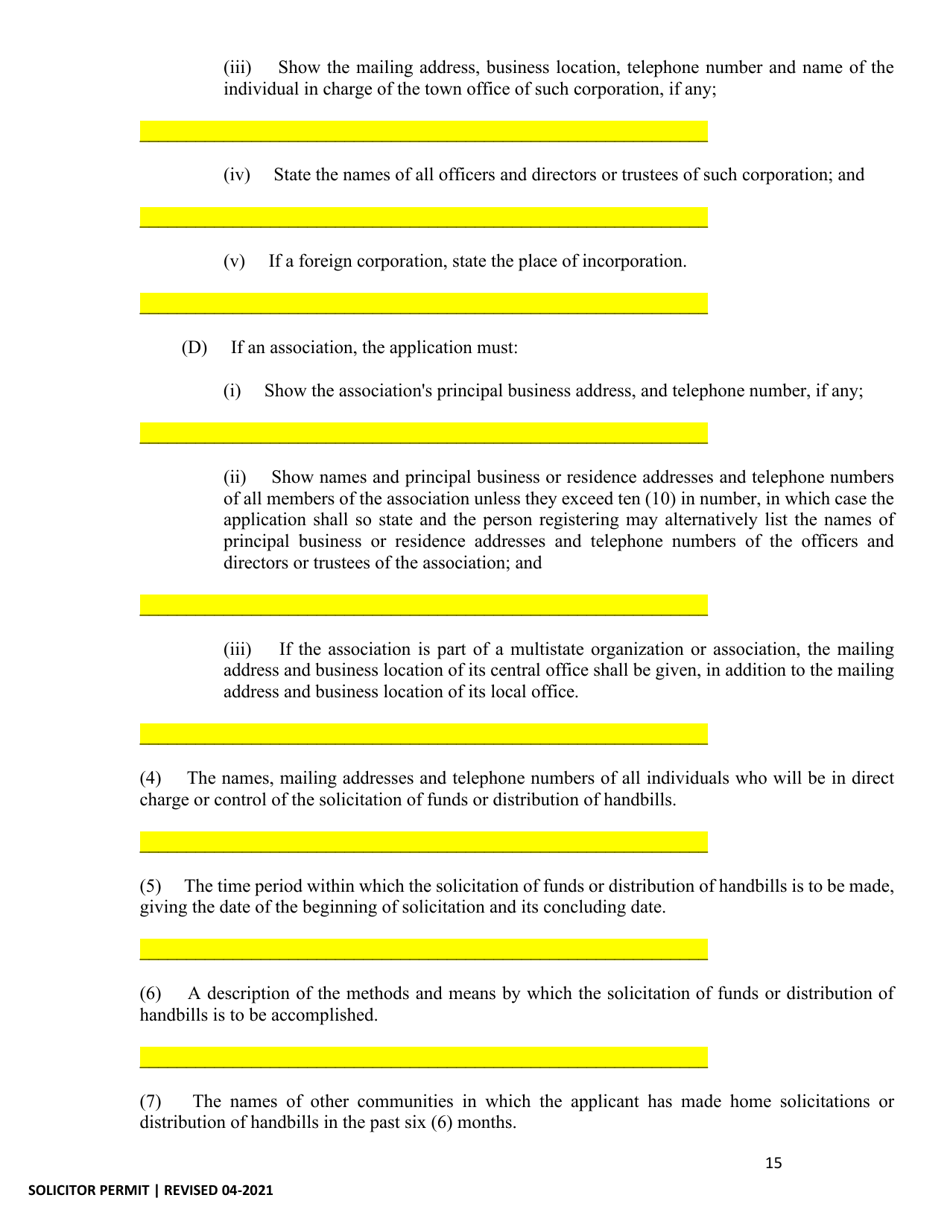 Application for Solicitor Permit - Town of Prosper, Texas, Page 15