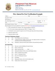 Document preview: Fire Alarm Pre-test Verification Example - Town of Prosper, Texas