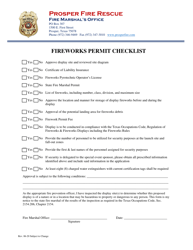 Document preview: Fireworks Permit Checklist - Town of Prosper, Texas