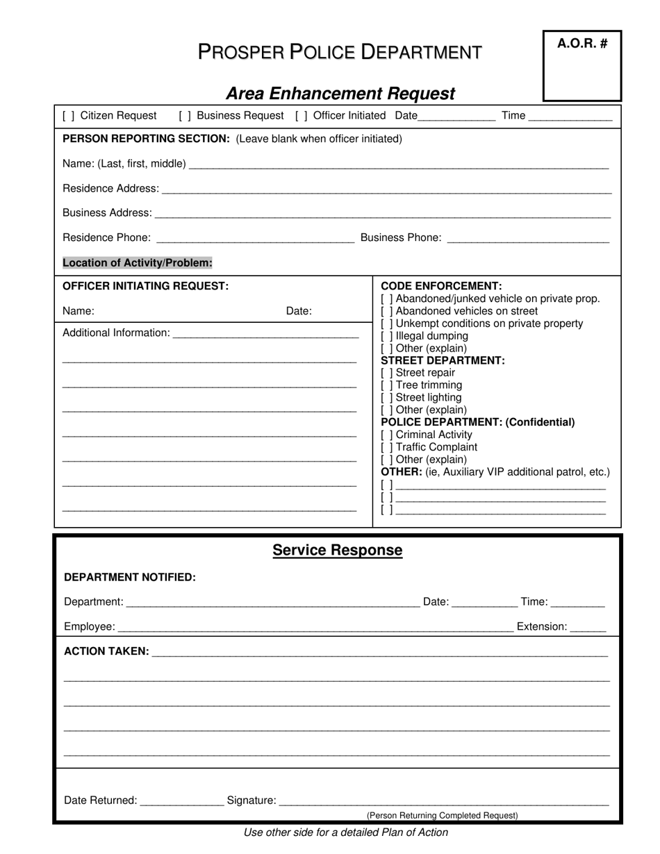Area Enhancement Request - Town of Prosper, Texas, Page 1