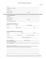 Application for Citizen Complaint - Town of Prosper, Texas, Page 2