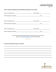 Scholarship Application - Town of Prosper, Texas, Page 2