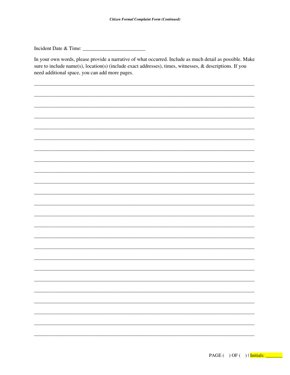 Citizen Formal Complaint Form - Town of Prosper, Texas, Page 3