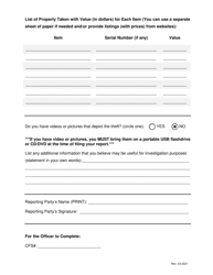 Construction Theft Reporting Form - Town of Prosper, Texas, Page 2