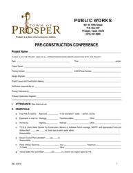 &quot;Pre-construction Conference&quot; - Town of Prosper, Texas