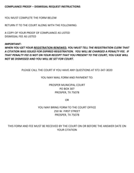 Document preview: Compliance Proof - Dismissal Request - Town of Prosper, Texas