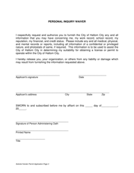 Solicitor and Vendor Permit Application - Haltom City, Texas, Page 3