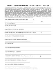 Document preview: Sworn Complaint Before the City of Haltom City - Haltom City, Texas
