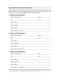 Application for Certificate of Registration - Credit Access Business - Haltom City, Texas, Page 2