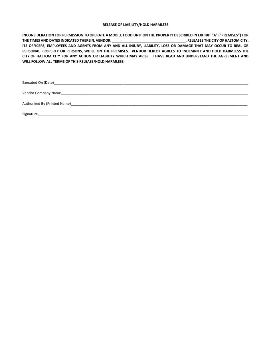 Mobile Food Unit Annual Permit Application - Haltom City, Texas, Page 4