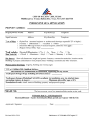 Document preview: Permanent Sign Application - Haltom City, Texas
