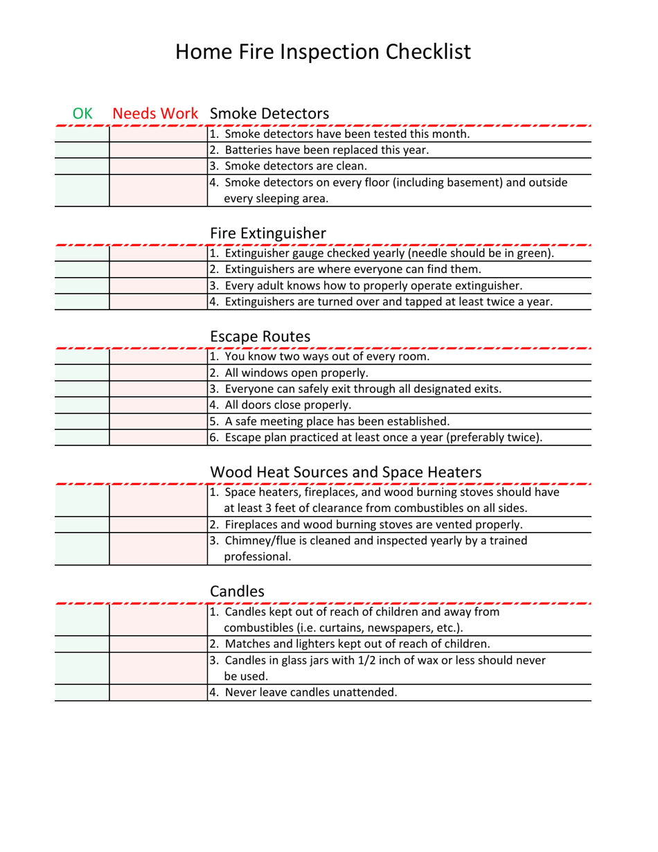 Home Fire Inspection Checklist - Haltom City, Texas, Page 1