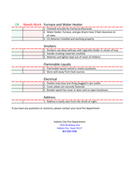 Home Fire Inspection Checklist - Haltom City, Texas, Page 2