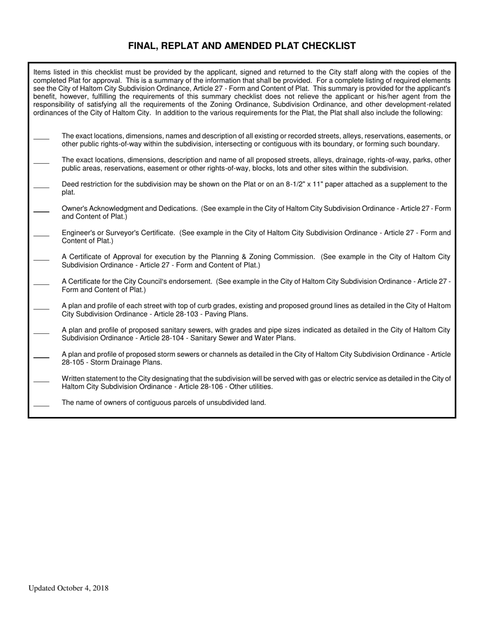 Application for Plat - Haltom City, Texas, Page 4