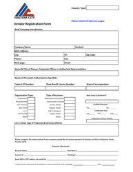 Document preview: Vendor Registration Form - Haltom City, Texas
