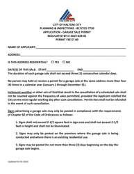 Document preview: Garage Sale Permit Application - Haltom City, Texas