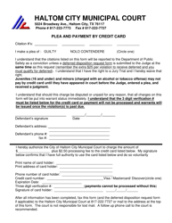 Document preview: Plea and Payment by Credit Card - Haltom City, Texas