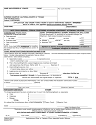 Form PGN-90 &quot;Application and Order for Payment of Court Appointed Vendor/Attorney&quot; - County of Fresno, California