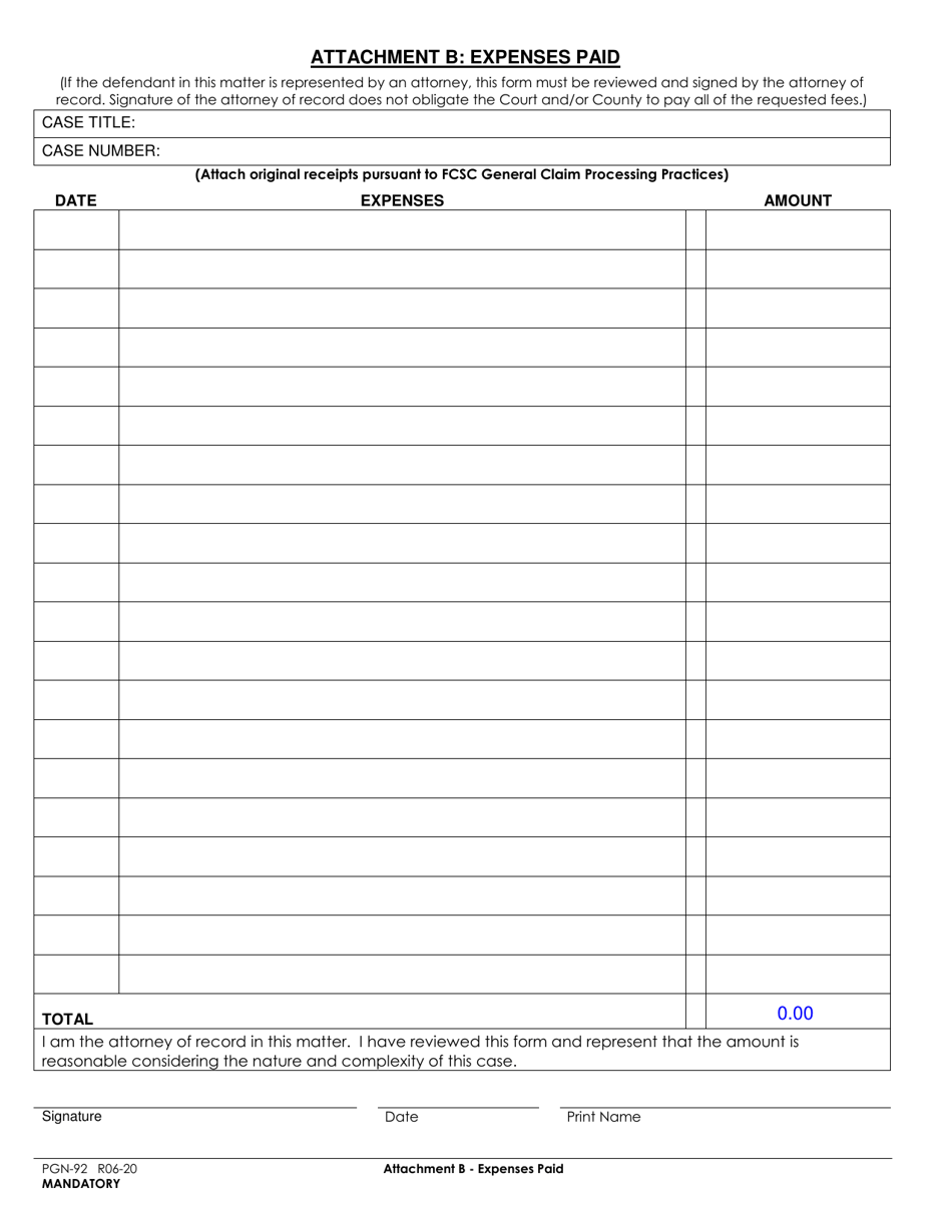 Form PGN-92 Attachment B - Fill Out, Sign Online and Download Fillable ...