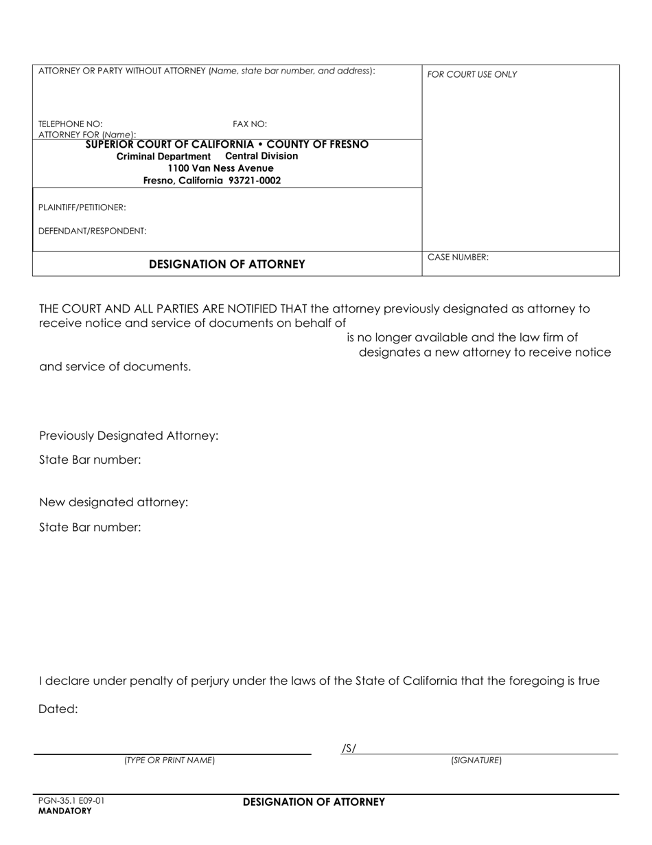 Form PGN-35 Designation of Attorney - County of Fresno, California, Page 2
