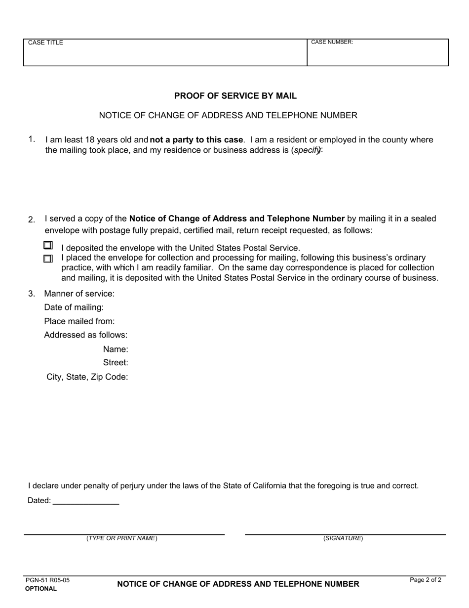 Form PGN-51 Notice of Change of Address and Telephone Number - County of Fresno, California, Page 2