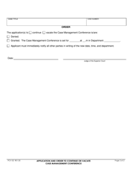 Form PCV-32 Application and Order to Continue or Vacate Case Management Conference - County of Fresno, California, Page 2