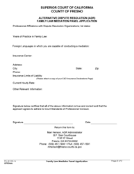 Form PFL-40 Alternative Dispute Resolution (Adr) Family Law Mediation Panel Application - County of Fresno, California, Page 2
