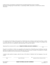 Form PCV-70 Request for Pretrial Discovery Conference - County of Fresno, California, Page 2