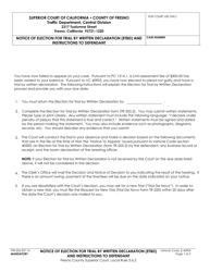 Document preview: Form PTR-206 (PTR-205.2) Notice of Election for Trial by Written Declaration (Etbd) and Instructions Todefendant - County of Fresno, California