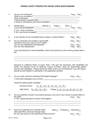 Form PJR-21 Prospective Grand Juror Questionnaire - County of Fresno, California, Page 2