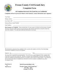 Document preview: Grand Jury Complaint Form - County of Fresno, California