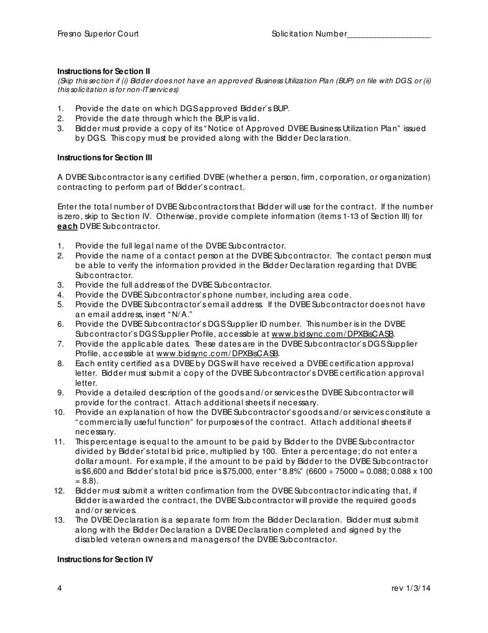 Dvbe Bidder Declaration - County of Fresno, California, Page 4