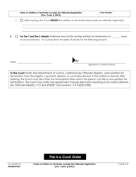 Form PJV-63 Order on Petition to Terminate Juvenile Sex Offender Registration - County of Fresno, California, Page 2