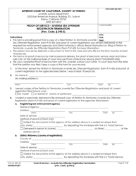 Form PJV-61 Proof of Service - Juvenile Sex Offender Registration Termination - County of Fresno, California