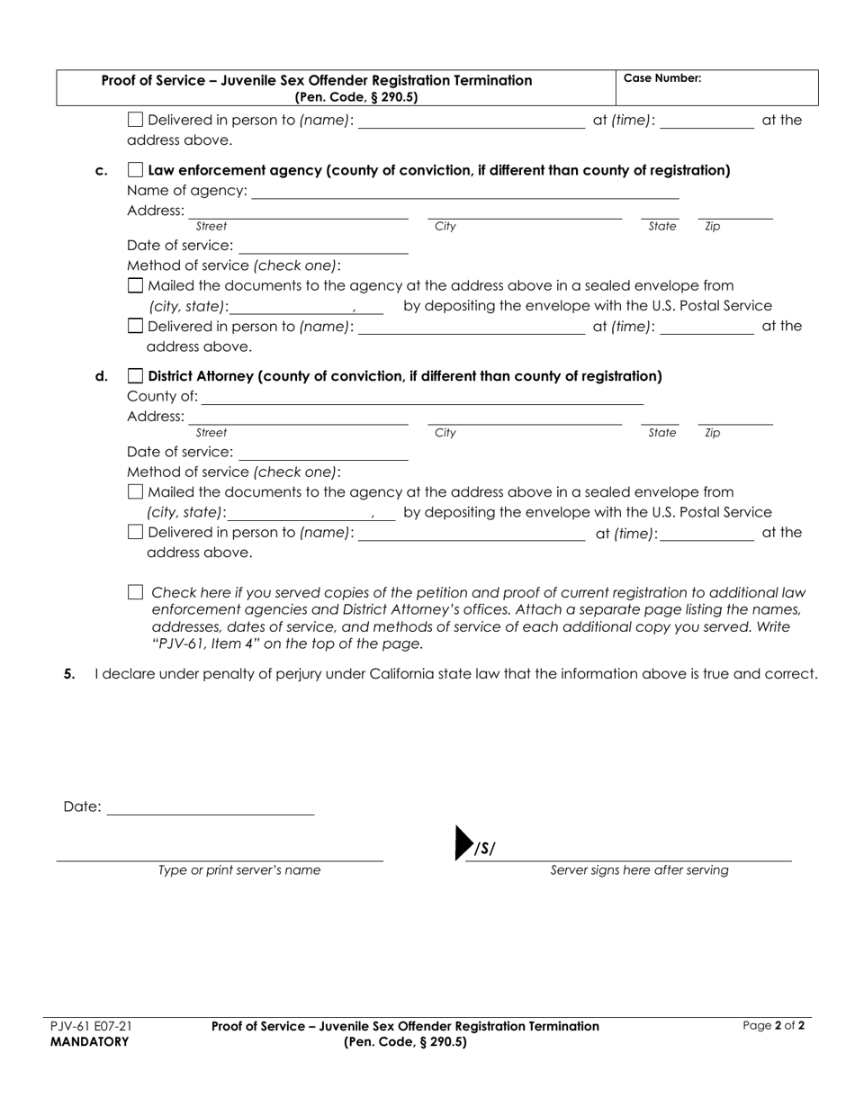 Form Pjv 61 Fill Out Sign Online And Download Fillable Pdf County Of Fresno California 2898