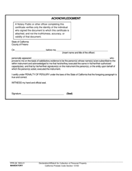 Form PPR-28 &quot;Declaration/Affidavit for Collection of Personal Property&quot; - County of Fresno, California, Page 2
