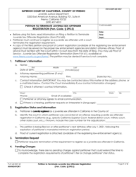 Form PJV-60 &quot;Petition to Terminate Juvenile Sex Offender Registration&quot; - County of Fresno, California