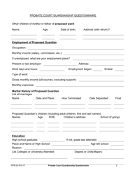 Form PPR-24 Probate Court Guardianship Questionnaire - County of Fresno, California, Page 3