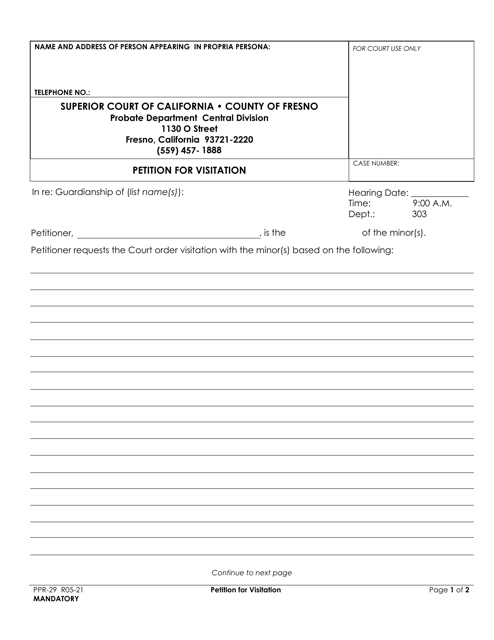 Form PPR-29 Petition for Visitation - County of Fresno, California