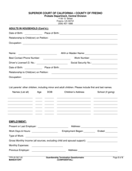 Form TPR-05 Guardianship Termination Questionnaire - County of Fresno, California, Page 3