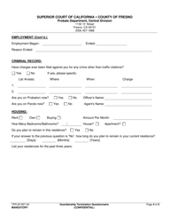 Form TPR-05 Guardianship Termination Questionnaire - County of Fresno, California, Page 4
