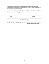 Application and Agreement for Misdemeanor Appellate Indigent Criminal Defense Panel - County of Fresno, California, Page 2