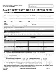 Form PFC-15 &quot;Family Court Services Tier 1 Intake Form&quot; - County of Fresno, California
