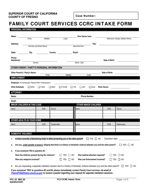 Form PFC-25  Printable Pdf