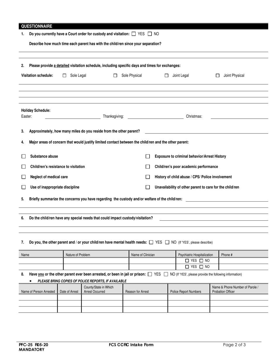 Form PFC-25 - Fill Out, Sign Online and Download Fillable PDF, County ...