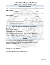Document preview: Judicial Mentor Program Application - County of Fresno, California