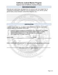 Judicial Mentor Program Application - County of Fresno, California, Page 2