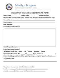 &quot;District Clerk External Event Scheduling Form&quot; - Harris County, Texas