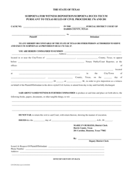 Form CIVCP02 &quot;Subpoena for Witness Deposition/Subpoena Duces Tecum Pursuant to Texas Rules of Civil Procedure 176 and 201&quot; - Harris County, Texas