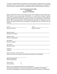 Document preview: Change of Address (Cash Bond Deposit) - Harris County, Texas (English/Spanish)